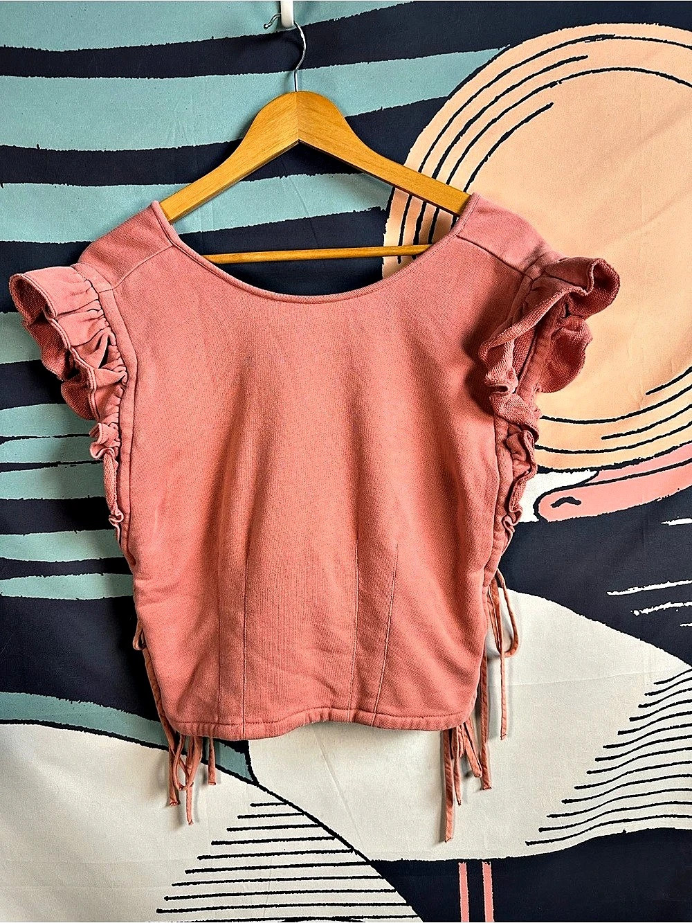 Anthropologie Saturday Sunday Payton Brushed Fleece Top Pink XS